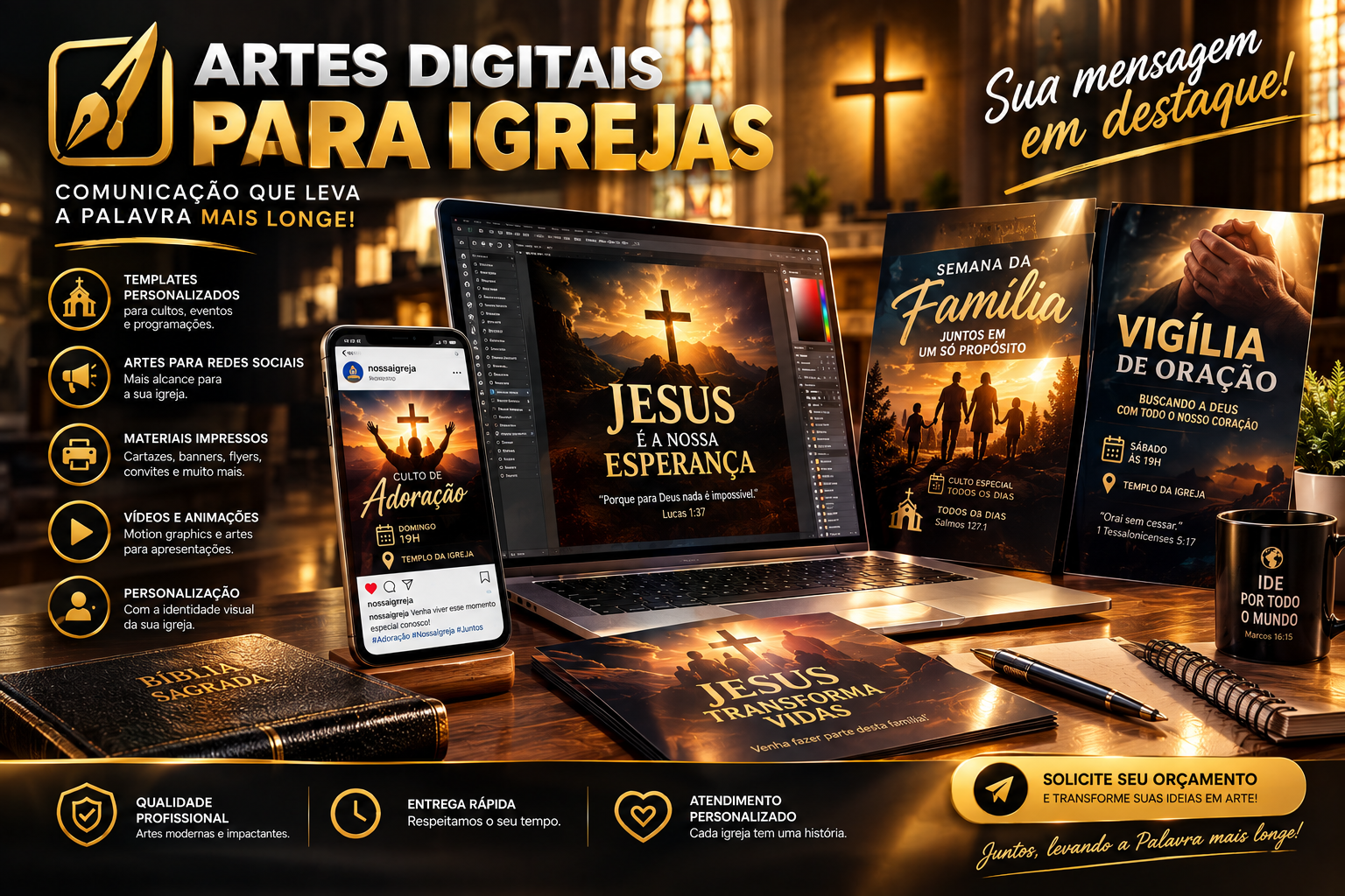 Artes digitais para redes sociais e campanhas